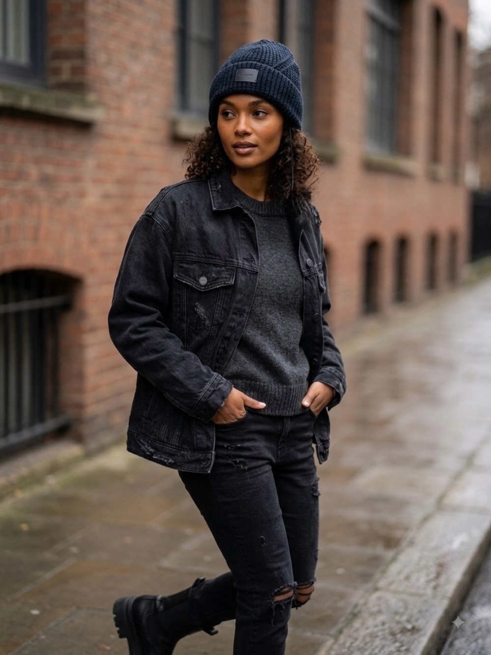 NWT AllSaints Angled Stitch Marled Beanie | One Size - Picture 11 of 11